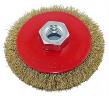Щетка для шлифовальной машинки вогнутая М14 с латунной щетиной 100мм 02-9-3130 FASTER Tools