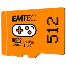 Emtec microSDXC 512GB UHS-I U3 V30 A2 Gaming ECMSDM512GXCU3G, 512GB, 100MB/s, UHS-I, V30, A2, oranž