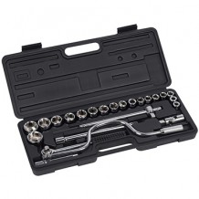 Galvučių ir sukimo rankenų rinkinys 1/2" 10-32mm (24 vnt.) Kreator