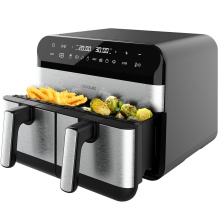 Hot air fryer 9 L 2800 W dual baskets temperature control 30–200 °C Cecofry Advance 9000 Stainless Steel 3489 Cecotec