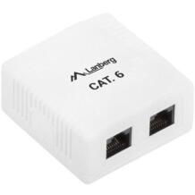 Lanberg Pinnale paigaldatav kast OU6-0002-W, 2x RJ45, 26-22 AWG, valge, varjestamata pistikud, T568A/B