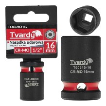 Impact Socket 1/2" 6PT 16mm CR-MO Tvardy T00210-16