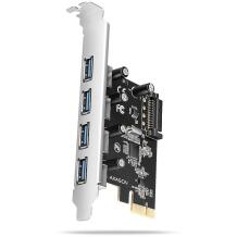 Axagon I/O карта PCEU-430RS 4x USB-A 5Gbps, чип Renesas, SATA разъем питания