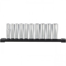Ilgų galvų komplektas su bėgeliu METRIC 3/8"; 10 vnt. 4932492509 MILWAUKEE