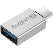Sandberg USB-C į USB 3.0 Dongle 136-24, 1xUSB-C, 1xUSB 3.0, pilka spalva, suderinamas su USB 3.1 Gen. 1