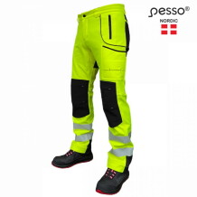 Aukštos matomumo softshell kelnės, C54, PESSO, CL2, geltonos/juodos, EN ISO 20471:2013 Klasė 2
