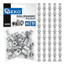 50 gab. M5 0.5-2.5 mm alumīnija kniedes uzgriežņu komplekts, GEKO, G02911E