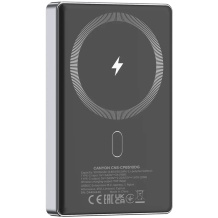 Compact external power bank with magnetic attachment 20 W fast PD charging and 10000 mAh capacity OnPower 510 Slim Magnetic Dark Grey CNS-CPB510DG CANYON