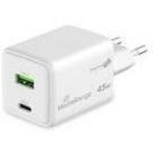 Mediarange Laadija MRMA113-2 45W, 1x USB-C, 1x USB-A, 100-240V, 20V, Kiire laadimine, V0 klassi korpus