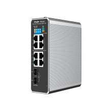 Ruijie RG-NIS2100-8GT2SFP-HP 10-Portu Rūpnieciskais Tīkla Slēdzis ar Mākoņa Pārvaldību Melns