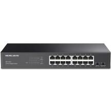 Mercusys коммутатор MS116GS, 16× 10/100/1000 Мбит/с, 32 Гбит/с, 8000 MAC адресов, AC, черный, Установка в стойку, Режим изоляции