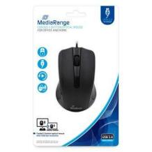Mediarange USB optiline hiir MROS210, 1000 DPI, 3 nuppu, 1.5 m toitekaabel, must