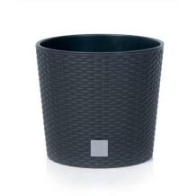 Prosperplast Gėlių vazonas Rato 7199900, 20cm, 19cm, 4L, nuimamas įdėklas, UV atsparus plastikas, ratano stiliaus tekstūra