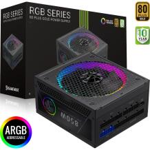 Gamemax toiteplokk RGB 850G, 850 W, Kuld, Täielikult modulaarne, 1 x 24 pin ATX, 2 x 8 pin CPU, 2 x 8 pin PCIe, 4 x SATA