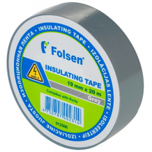 Izolācijas lente 19mmx20m pelēka PVC Folsen