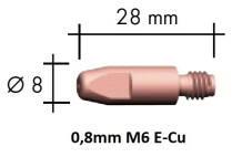 Kontaktdīze E-Cu 0,8mm, ABICOR BINZEL, 140.0051, M6x28x8, MIG/MAG piederumi