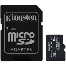 Kingston microSDHC kortelė SDCIT2/8GB, 8 GB, UHS-I, 100 MB/s, 80 MB/s, A1, V30, U3, SD adapteris
