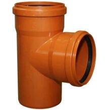 Instalplast PVC ārdarbu kanalizācijas trejgabals 8021157, 110x110/90°, oranži brūna, nemīkstināts PVC, pH 2-12, līdz +40°C