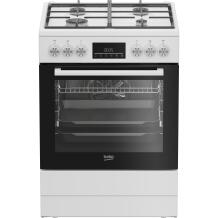 Beko Krosnis FBM62330GWDTN, 60cm, 72L, dujinė viryklė, elektrinė orkaitė, LED ekranas, kepimas