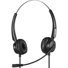 Sandberg Ausinės Pro Stereo 126-30, 20 - 7000 Hz, 2,1 m, binauralinės, juodos, USB Type-A, sulankstomas mikrofonas