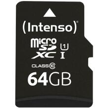 Intenso mälukaart 3423490 64 GB, UHS-I, lugemiskiirus 90 MB/s, klass 10, U1, löögikindel, temperatuurikindel, röntgenikindel