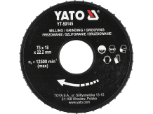 Zāģa Rīve Disks YATO YT-59145 75 mm, 12500 min⁻¹, 22.2 mm, 18 mm, Oglekļa tērauds, Koks, Gāzbetons, Ģipškartons