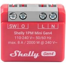 Shelly 1PM Mini Gen4 Valdiklis Zigbee/Matter, 110-240 V AC, 8 A, 20, 20, 30-70% RH, -20°C iki 40°C