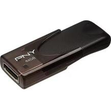 PNY USB mälupulk 64GB FD64GATT4-EF, 64 GB, USB 2.0, 25 MB/s, 8 MB/s, must, ühilduv Windows, Linux, Mac OS