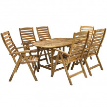 Aiamööbli komplekt FINLAY laud ja 6 tooli (13184), pikendatav, akaatsia õliga immutatud K13183 HOME4YOU