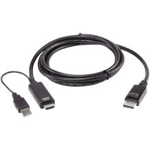 Aten HDMI DisplayPort kaabel 2L-7D02HDP, 1.8m, 4K60Hz, HDMI isane, DisplayPort isane, PVC korpus