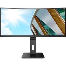 AOC Изогнутый монитор CU34P2C, 3440 x 1440, 100 Гц, 1 мс, 300 кд/м², 1x HDMI, USB-C, KVM переключатель, USB 3.2 Gen 1 хаб