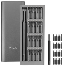 Супер практичный набор прецизионных отвёрток с 24 стальными S2 битами и алюминиевым выдвижным футляром 16×6.7×1.7 cm серый BHR4680GL Xiaomi