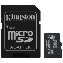 Kingston microSDHC kaart SDCIT2/8GB, 8 GB, UHS-I, 100 MB/s, A1, V30, U3, SD adapter, vigaste plokkide haldamine, tugev ECC mootor