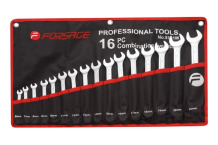 Kombineeritud võtmete komplekt, FORSAGE, F-5161P, CrV teras, 16 tk, 6-24 mm