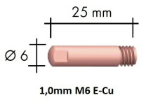 Kontaktdīze E-Cu M6x25x6 - 1,0mm, ABICOR BINZEL, 140.0253, 6 mm, 25 mm