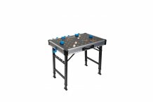 Mitre zāģa galds, HOGERT, HT7G541, 845 x 598 x 735-885 mm, 450 kg slodze, MDF un tērauds, 3 konteineri, 2 skavas.