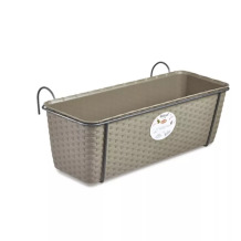 Balkonų gėlių dėžutė su metaliniu laikikliu Natūrali 50x18x16cm ruda 2175854 STEFANPLAST