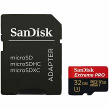 Atminties kortelė Extreme PRO microSDHC SDSQXCG-032G-GN6MA 32 GB UHS-I A1 Class 10 U3 V30 iki 100 MB/s su SD adapteriu SanDisk
