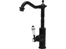 Retro melns izlietnes jaucējkrāns FALA, 75835, misiņš, keramikas rokturis, 30.5 cm augsts