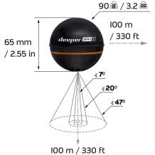 Deeper Sonārs PRO+2 FNG0033, 100 m, 15 cm, 3 frekvences, Iebūvēts GPS, Wi-Fi, Akumulators