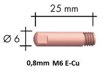 Kontaktdīze E-Cu 6-0,8mm, M6x25, ABICOR BINZEL, 140.0059.50, 8mm