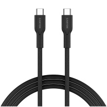 Кабель с подключением USB C к USB C быстрой зарядкой 60 Вт и цветной плетёной оплёткой OnWire 60CL C-C 60W COLOR Braided 1 m Черный CND-CCAP60AB10B CANYON