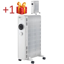 Масляный радиатор ВТОРОЙ В ПОДАРОК мощность 2000 W три уровня нагрева белый NY2009-22M Midea