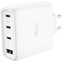 Trust mobiilne laadija MAXO 65W/4-PORT GAN 26068, 65W, 3xUSB-C, 1xUSB-A, 2m kaabel, valge, kiire laadimine, ülekoormuse kaitse