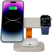 Беспроводная зарядная станция 3 in 1 мощностью 15 Вт Hexagon 310 Светло Серый Оранжевый CNS-WCS310LGOR CANYON