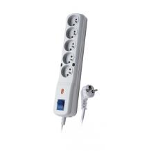 Lestar barošanas kabeļa pagarinātājs LV-530W 1966000750, 3m, 5xE, 230V, 10A, pelēks, slēdzis, sienas montāža