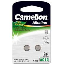 Camelion Щелочная кнопочная батарейка AG12-BP2 12050212, 1.5V, 108mAh, 2 шт., без ртути