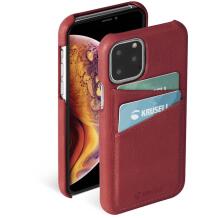 Krusell Sunne CardCover Apple iPhone 11 Pro Max 61795, 6.5", sarkans, āda, 1 kredītkarte