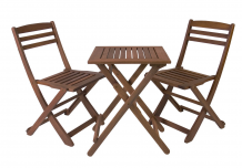 Rõdukomplekt ROUEN laud ja 2 tooli (06238), kokkuklapitavad, puit: meranti, viimistlus: õlitatud
