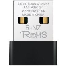 Mercusys MA14N tinklo kortelė, MA14N, 287Mb/s, 2.4GHz, USB Type-A, IEEE 802.11ax, 1 vnt.